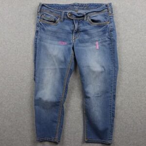 Seven7 Jeans Womens 10 Capri Crop Thick Stitch Stretch Flex 5-Pocket Denim Blue